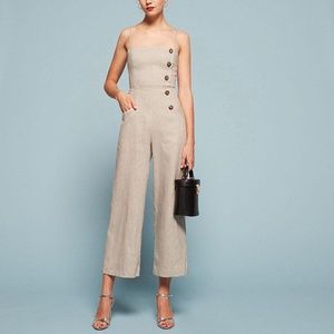 Reformation Linen Oatmeal Tortuga Jumpsuit - 8